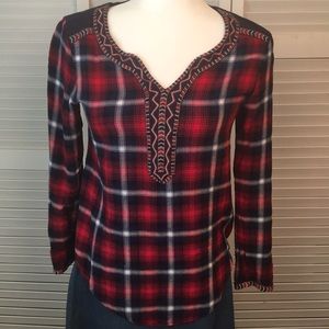 THML Plaid Embroidered Top. SZ S